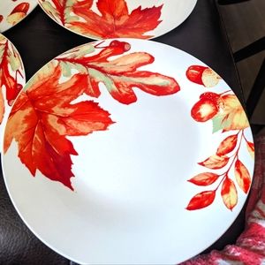 Royal Norfolk NWOT fall leaves and acorns on white‎ lot 3 10" ceramic plates
